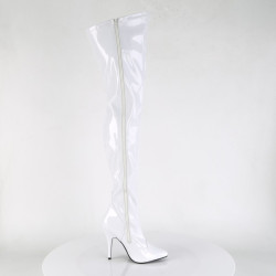 Pleaser SEDUCE-3000 White Stiletto Heeled Thigh Boots