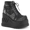 Demonia STOMP-18 Black Velvet Punk Platform Wedge Boots