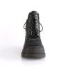 Demonia STOMP-18 Black Velvet Punk Platform Wedge Boots