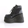 Demonia STOMP-18 Black Velvet Punk Platform Wedge Boots
