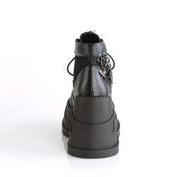 Demonia STOMP-18 Black Velvet Punk Platform Wedge Boots