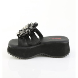 Demonia FLIP-16 Black Vegan Platform Women Mules
