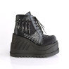 Demonia STOMP-18 Black Velvet Punk Platform Wedge Boots