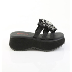 Demonia FLIP-16 Black Vegan Platform Women Mules