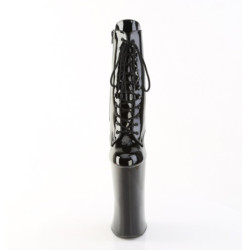 Pleaser FORBIDDEN-1020 Black Patent Heeled Ankle Boots