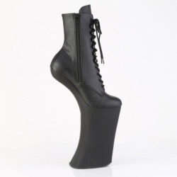 Pleaser FORBIDDEN-1020 Black Vegan Leather Ankle Boots
