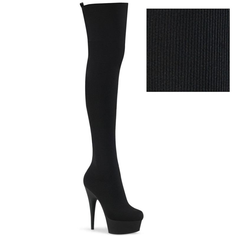 Pleaser DELIGHT-3002-1 Black Knit Fabric Sale Women Pleaser DELIGHT-3002-1 Black Knit Fabric Sale Women