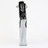 Pleaser FORBIDDEN-1020BEJ Black Patent Silver Strass