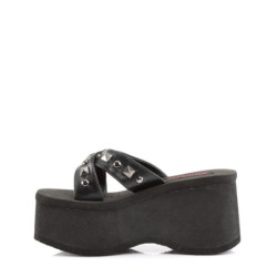 Demonia FUNN-29 Black Vegan Platform Women Mules