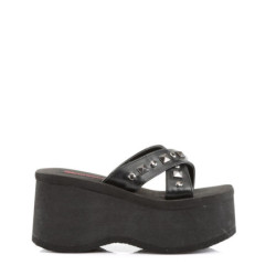 Demonia FUNN-29 Black Vegan Platform Women Mules