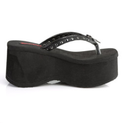 Demonia FUNN-33 Black Vegan Platform Women Flip Flops