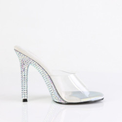 Fabulicious GALA-01DML Transparent Silver Strass Mules