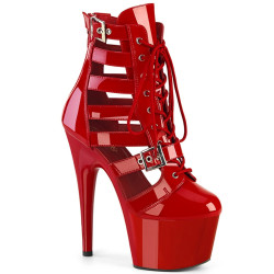 Pleaser ADORE-1013MST Red Patent Ankle High Boots Women