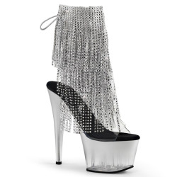 Pleaser ADORE-1017RSFT Transparent Silver Ankle Boots