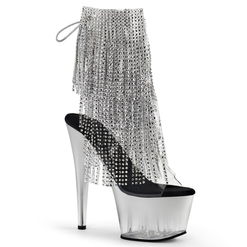 Pleaser ADORE-1017RSFT Transparent Silver Ankle Boots Pleaser ADORE-1017RSFT Transparent Silver Ankle Boots