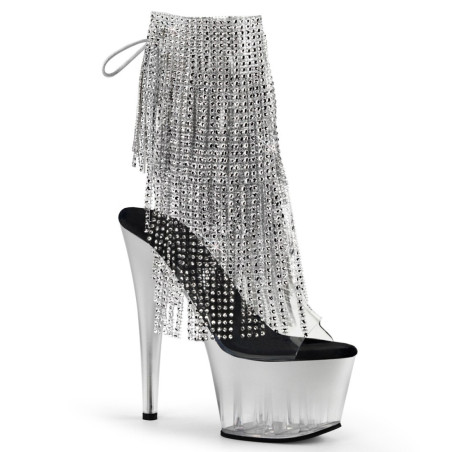 Pleaser ADORE-1017RSFT Transparent Silver Ankle Boots