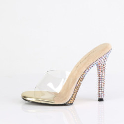 Fabulicious GALA-01DMM Transparent Gold Strass Mules