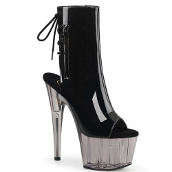 Pleaser ADORE-1018T Black Patent Tinted Ankle Boots