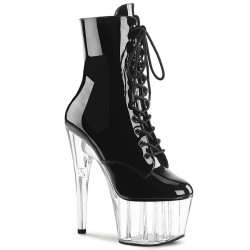 Pleaser ADORE-1020 Black Patent Transparent Ankle Boots