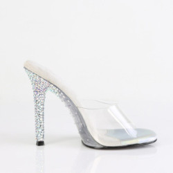 Fabulicious GALA-01DSP Transparent Silver Strass Mules