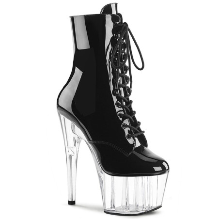 Pleaser ADORE-1020 Black Patent Transparent Ankle Boots
