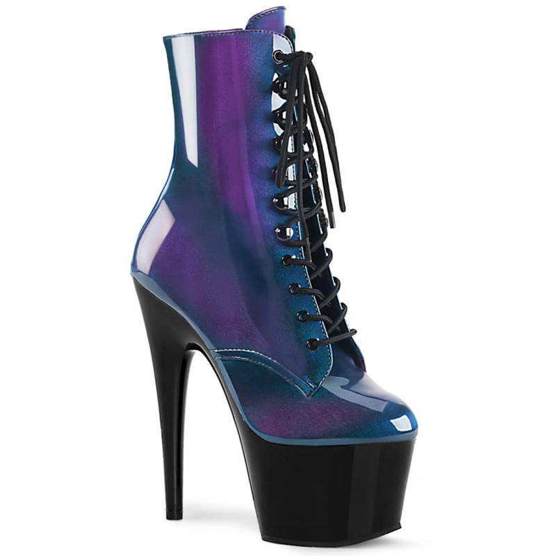 Pleaser ADORE-1020SHG Blue VeganrpBlack Ankle Boots Pleaser ADORE-1020SHG Blue VeganrpBlack Ankle Boots