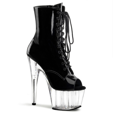 Pleaser ADORE-1021 Black Patent Transparent Ankle Boots