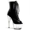Pleaser ADORE-1021 Black Patent Transparent Ankle Boots