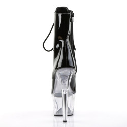 Pleaser ADORE-1021 Black Patent Transparent Ankle Boots