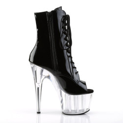 Pleaser ADORE-1021 Black Patent Transparent Ankle Boots