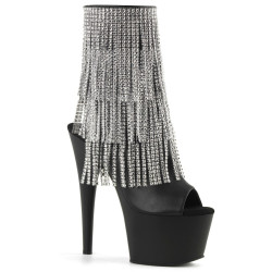 Pleaser ADORE-1024RSF Black Vegan Leather Silver Boots