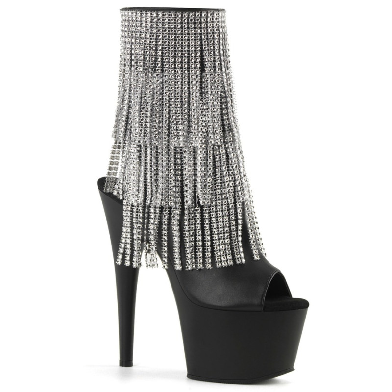 Pleaser ADORE-1024RSF Black Vegan Leather Silver Boots Pleaser ADORE-1024RSF Black Vegan Leather Silver Boots