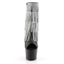 Pleaser ADORE-1024RSF Black Vegan Leather Silver Boots