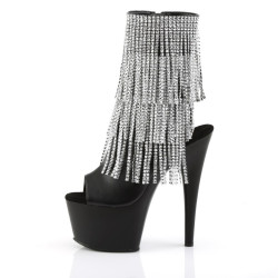 Pleaser ADORE-1024RSF Black Vegan Leather Silver Boots