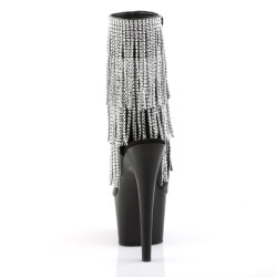 Pleaser ADORE-1024RSF Black Vegan Leather Silver Boots