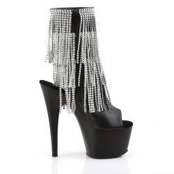Pleaser ADORE-1024RSF Black Vegan Leather Silver Boots