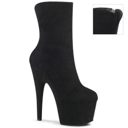 Pleaser ADORE-1042 Black Vegan Suede Heeled Ankle Boots