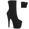 Pleaser ADORE-1042 Black Vegan Suede Heeled Ankle Boots