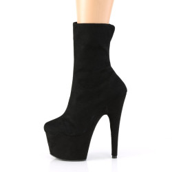 Pleaser ADORE-1042 Black Vegan Suede Heeled Ankle Boots