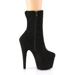 Pleaser ADORE-1042 Black Vegan Suede Heeled Ankle Boots