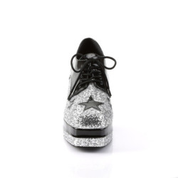 Funtasma ROCK-02 Black Silver Glitter 70s Disco Shoes Men