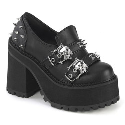 Demonia ASSAULT-38 Black Vegan Chunky Women Shoes