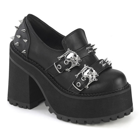 Demonia ASSAULT-38 Black Vegan Chunky Women Shoes