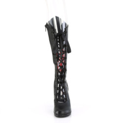 Demonia GLAM-243 Black Red Vegan Knee High Boots