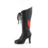 Demonia GLAM-243 Black Red Vegan Knee High Boots