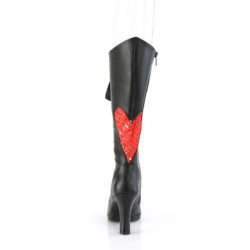 Demonia GLAM-243 Black Red Vegan Knee High Boots