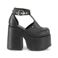 Demonia CAMEL-103 Black Vegan T-Strap Chunky Sandal