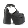 Demonia CAMEL-103 Black Vegan T-Strap Chunky Sandal