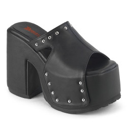 Demonia CAMEL-109 Black Vegan Chunky Platform Mules