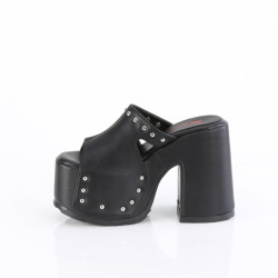 Demonia CAMEL-109 Black Vegan Chunky Platform Mules